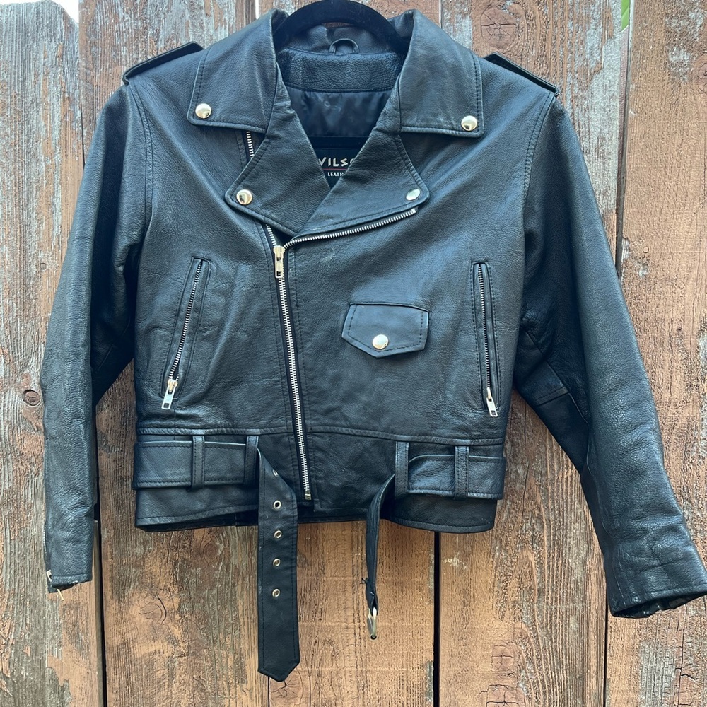 Wilson Black Leather Motorcycle Jacket with Asymmetrical Zipper